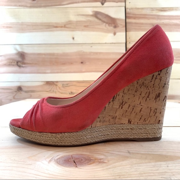 Prada Suede Open Toe Cork Wedge Pumps shoes 38 - Picture 12 of 16
